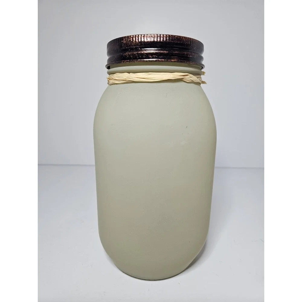 Frosted Mason Jar Candle Holder Fall Blessings Maple Leaf Tea Light Decor Raffia